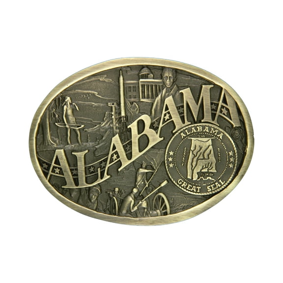 Montana Silversmiths Men's Alabama State Heritage Attitude Belt Buckle - 60811ALC One Size