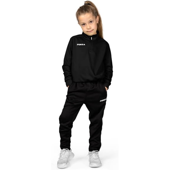 FORZA Kids' Tracksuit Set – Sweat-Wicking Polyester Training Outfit for Boys and Girls, Quick-Dry 2-Piece Set with Zipper Pockets [Ages 5-14]