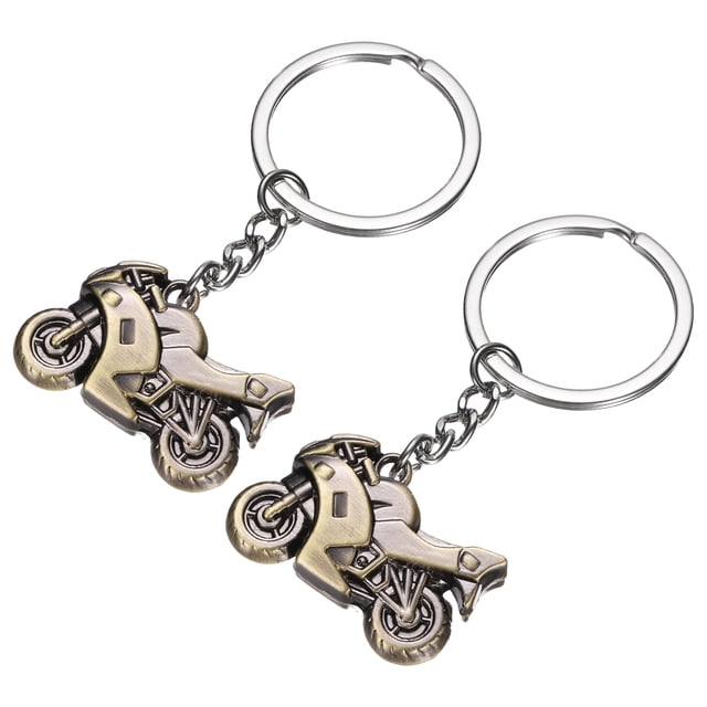 Uxcell 2Pcs Llavero de Metal para Motocicleta, Llavero de Coche Cool, Llavero de Motocicleta de Moda, Llavero de Coche Adecuado para Hombres y Mujeres, Bronce