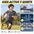 thumbnail image 4 of BenBen 5-Pack Youth Boy T Shirts Short Sleeve Moisture Wicking Performance Tees Everyday Wear Gym, 4 of 7