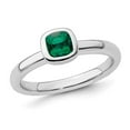 thumbnail image 1 of 1/2 Carat (ctw) Cushion-Cut Lab-Created Emerald Ring in Sterling Silver, 1 of 4