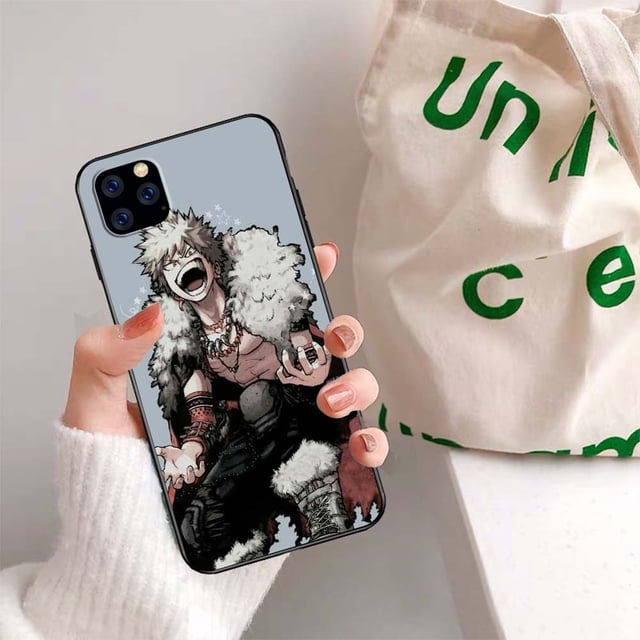 Para iPhone 11 14 Plus 14 Pro Max Silicona Cubierta Negro TPU Funda Teléfono Suave SL102 Anime Katsuki Bakugou Diseño