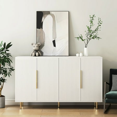 Fluted Accent Cabinet Console Table | Great for Various Rooms, Simplifies Assembly