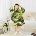 thumbnail image 6 of Dailycode Wearable Blanket Hoodie Oversized Sherpa Flannel Blankets with Pocket for 3-14 Year Old Green Snake_skin, 6 of 7