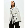 thumbnail image 5 of Women'S Trendy Casual Loose Oversized Color Block Long Sleeve Open Front Sweater Cardigan for Women White M, 5 of 8