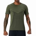 thumbnail image 3 of Men's Ice Silk T-Shirt Quick Dry | Performance Tee Moisture Wicking | Crewneck Short Sleeve Athletic Fit Pullover | Breathable Nylon Spandex | Summer Fitness Running | Zenithor,Army Green L, 3 of 7
