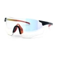 thumbnail image 5 of Photochromic Clear to Dark Mirrored Sport Shield Wrap Rimless Sunglasses [Black Red - Orange Mirror], 5 of 9