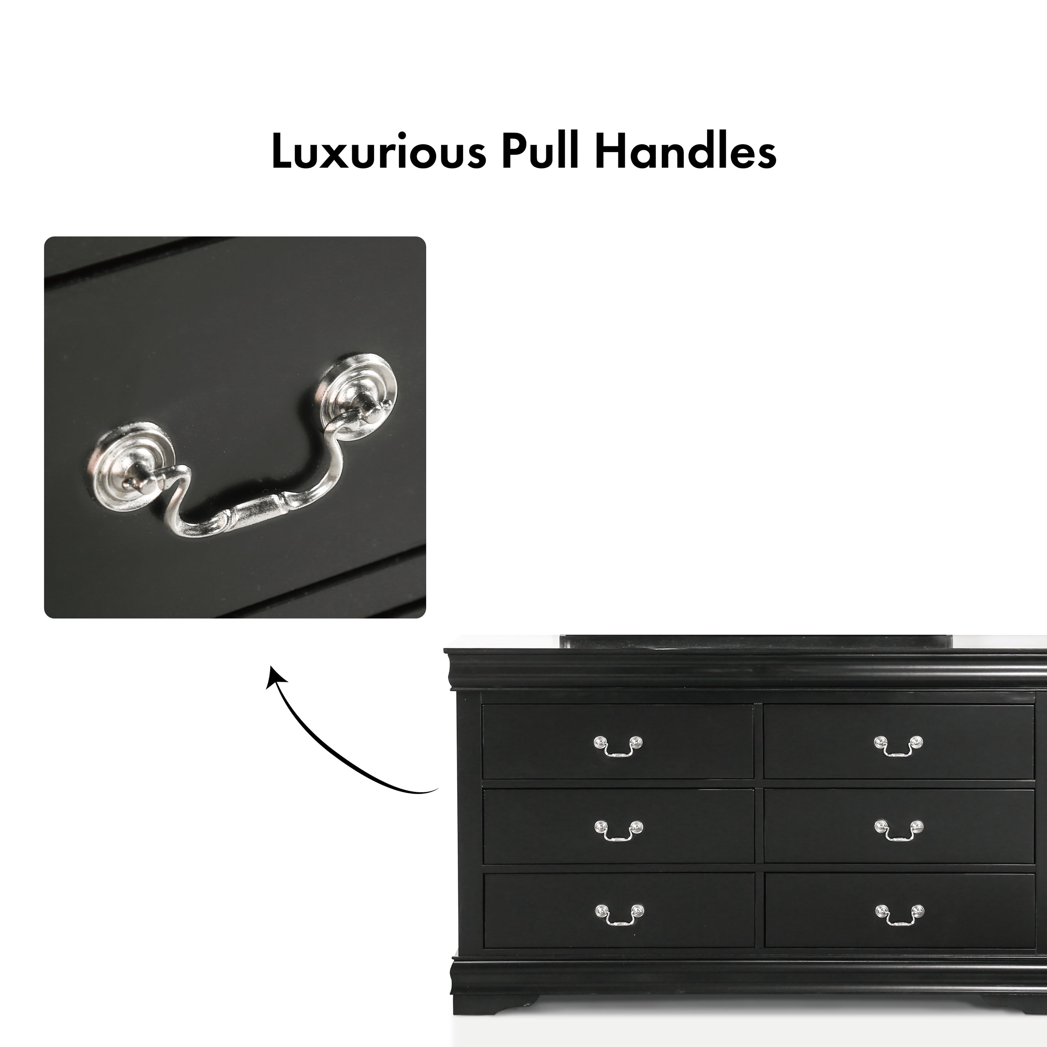 Furniture of America Vrai 6-Drawer Solid Wood Black Dresser