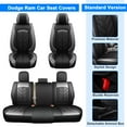 thumbnail image 6 of Fit for Dodge Ram 1500 2500 3500 Truck 2009-2023 Car Seat Covers Leather Cushion Protector Front Rear Full Set Gray+Black, 6 of 11