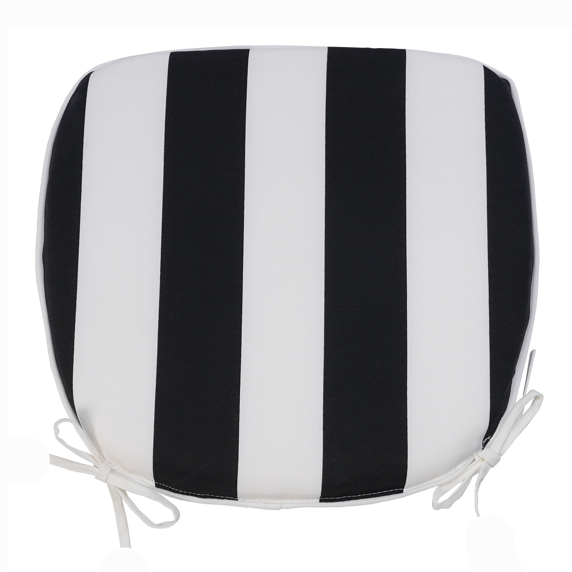 Outdoor Patio Chair Cushions Set of 4, Water-Repellent U-Shape Thick Foam Seat Cushions with Ties, 17"x16"x2" All-Weather Cushions for Garden Patio & Dining Chairs, Black White Striped