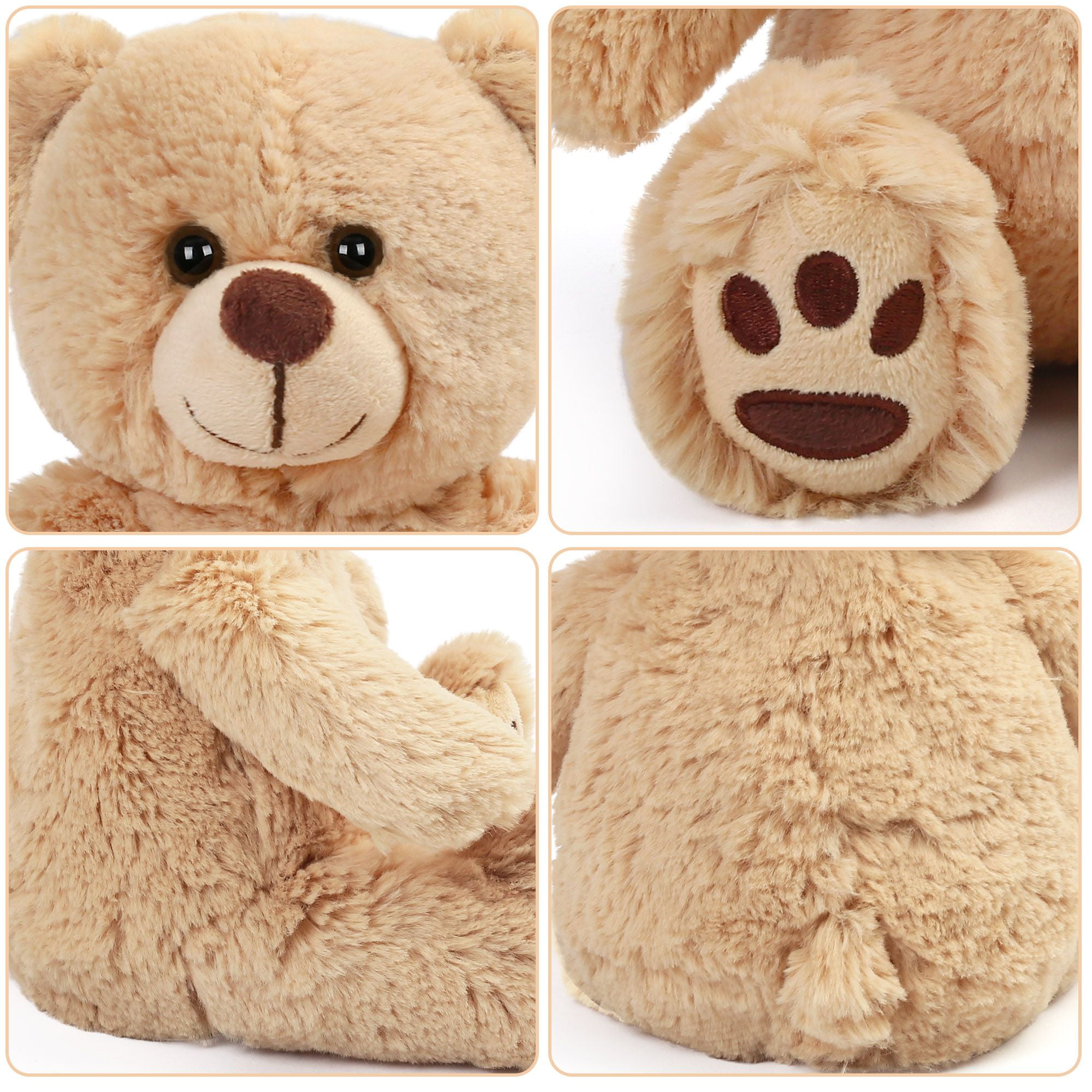 LotFancy Teddy Bear Stuffed Animals, Soft Plush Bear with Footprints, 10 in Plush Toy Gifts for Kids Girls