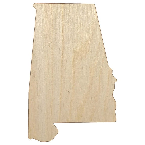 Alabama State Silhouette Wood Shape Unfinished Piece Cutout Craft DIY Projects - 4.70 Inch Size - 1/8 Inch Thick