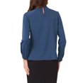 thumbnail image 3 of INSPIRE CHIC Fall Winter Stand Collar Chiffon Blouse for Women's Long Sleeve Business Casual Work Shirt M Navy Blue, 3 of 5