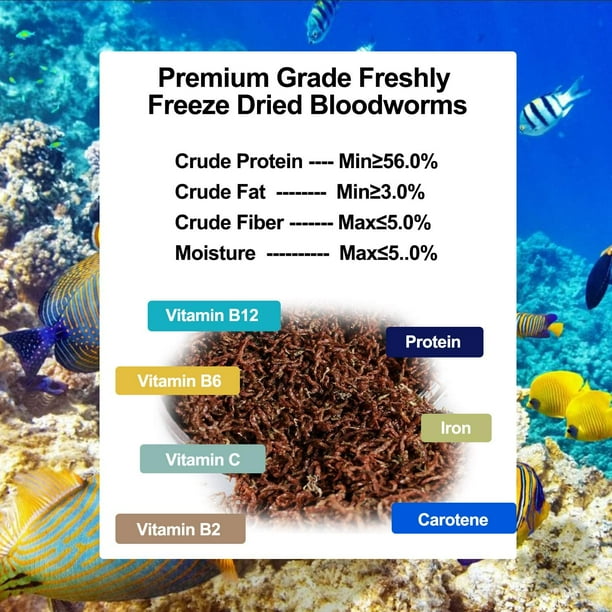 Freeze Dried Bloodworm 1 oz 100 Natural Freeze Dried Blood Worms Aquarium Fish Food High Protein Food for Betta Fish Goldfish Cichlid Guppy Discus Turtle Walmart Business Supplies
