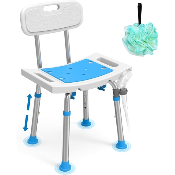 Shower Chair for Inside Shower with Removable Back, Adjustable Height, FSA/HSA Eligible Bathroom Stool Supprts up to 400lbs