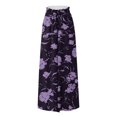 thumbnail image 3 of YDKZYMD Wool Pants Women Wide Legs Elastic Boho Ruffle Drawstring Pants Floral Palazzo Beach Loose Petite with Pocket Trousers Summer Comfy Plus Size Casual Pants Purple M, 3 of 4