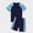 hwj# Navy1141, variant on Huowey Boys Swimsuits Set 2 Piece Swimwear Short Sleeve Round Neck Striped Print Raglan Sleeve Tshirts Top High Waist Wide Leg Swim Trunks Shorts Stylish Holiday Bathing Suits,Blue,12-14 Years
