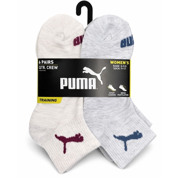 PUMA SOCKS WOMEN'S - QUARTER 263 - EVEN SOLID CREAM - SHOE SZ 5-9.5 - PACK 6