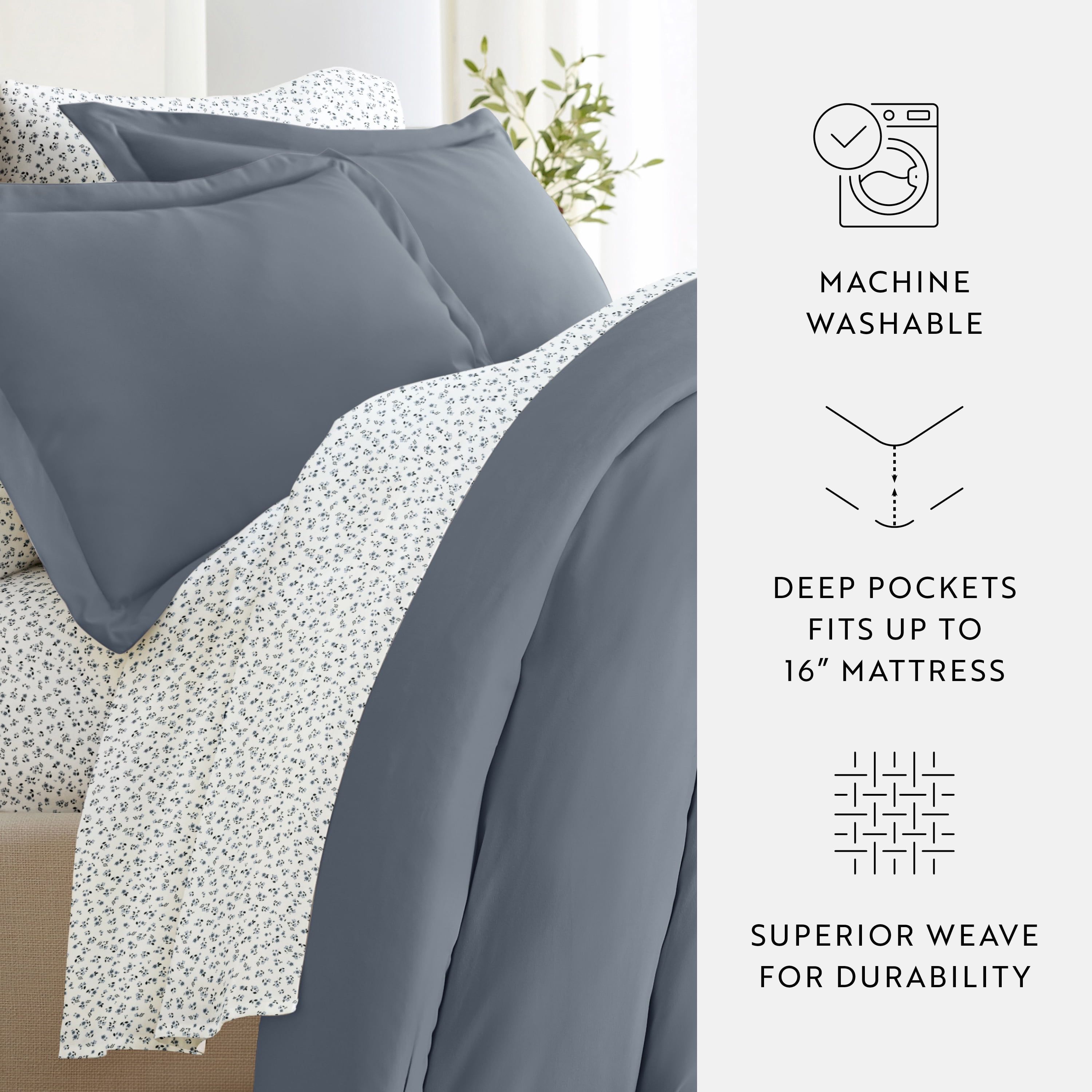 Noble Linens 8 Piece Solid Duvet Bundle in Stone, King