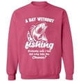thumbnail image 2 of OXI Crewneck Sweatshirt - A Day Without Fishing, Basic Casual Sweatshirts for Men's and Women Fleece Sweatshirt Long Sleeve - Safety Pink 2X-Large, 2 of 2