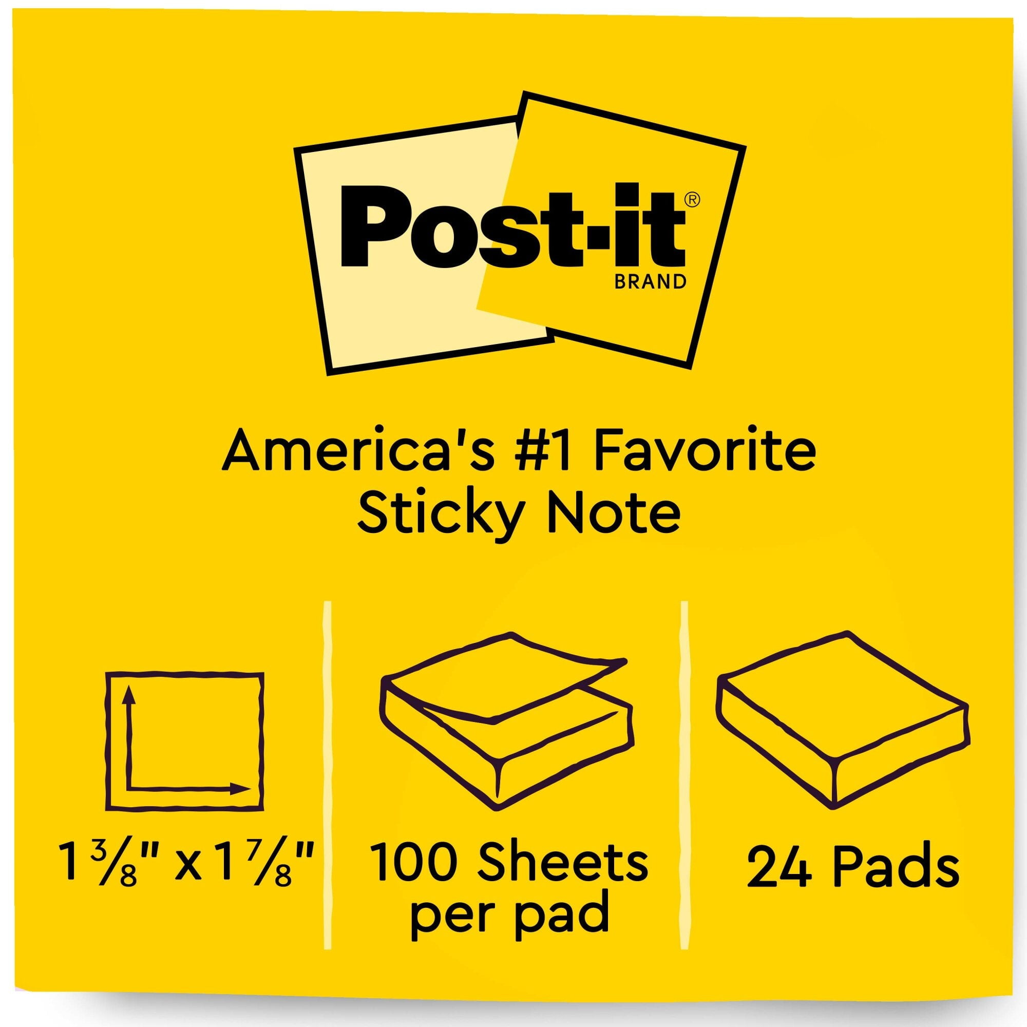 Post-it Notes 653-Club-07, 1-3/8 in x 1-7/8 in (34,9 mm x 47