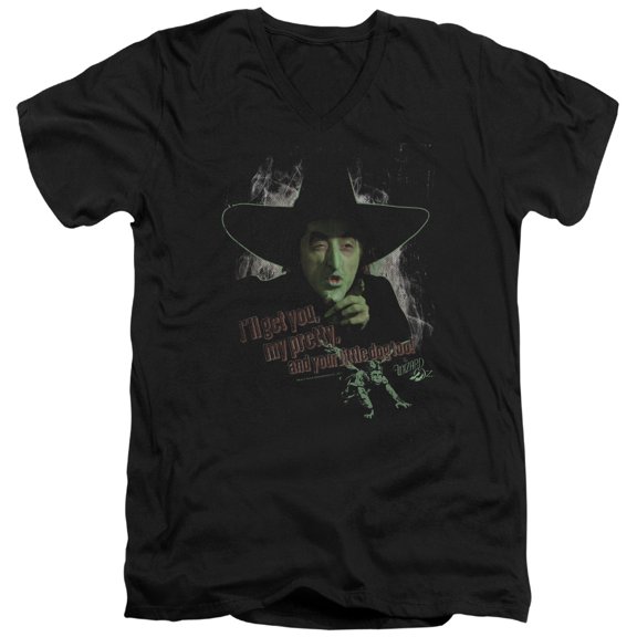 Trevco Sportswear OZ102-AV-1 Wizard of Oz & Your Little Dog Too Adult Slim Fit V-Neck T-Shirt, Black - Small