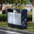 thumbnail image 5 of Outdoor Double Bin Trash Bin Common Areas Galvanised Steel Metal Garbage Can, 5 of 5