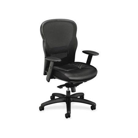 basyx VL701 Series High-Back Swivel/Tilt Work Chair Black Mesh/Leather