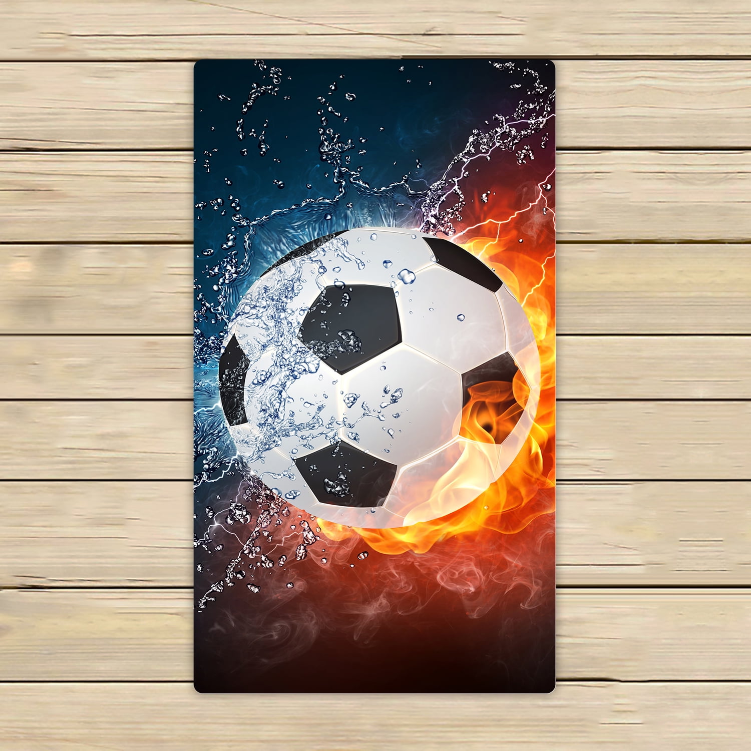 YKCG Fire and Water Soccer Ball Sports Hand Towel Beach Towels Bath