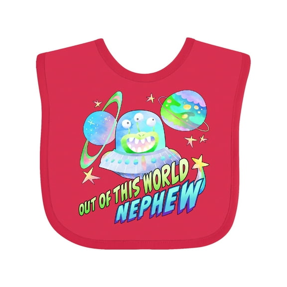 Inktastic Out of This World Nephew Cute Alien in Outer Space Boys Baby Bib
