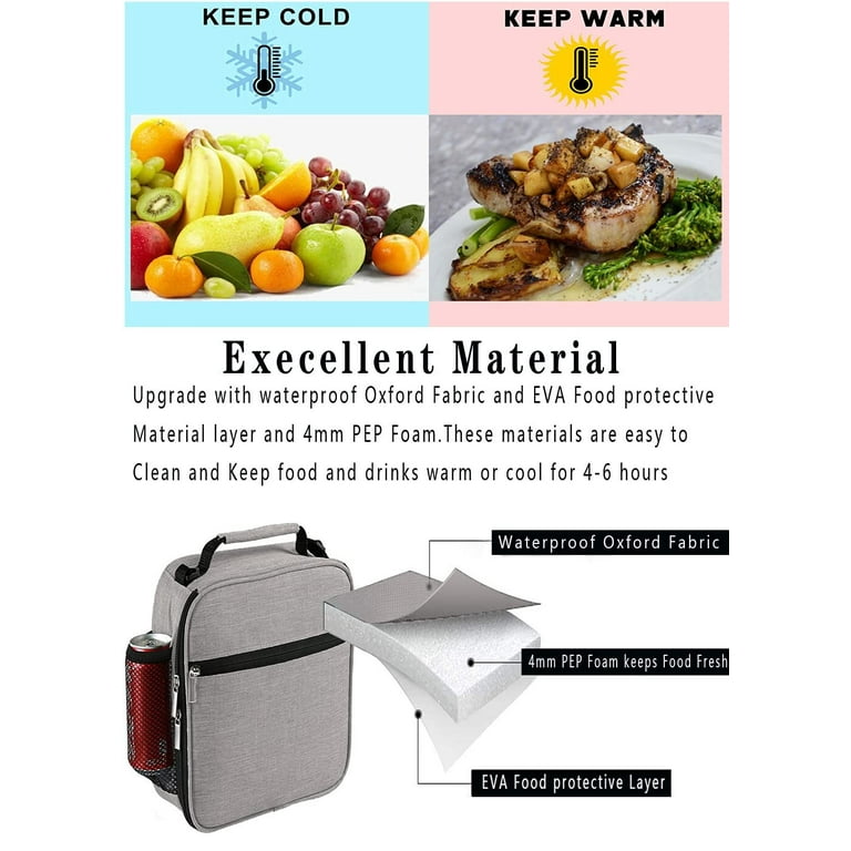 Walmeck Lunchbox Insulated Bag Small Lunch Bag Thermal Lunch Box Portable  Food Container Cooler Bag for Picnics Camping Hiking Beach Park or Day Trips