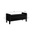 thumbnail image 3 of 48" Storage Bench, Button Tufted Upholstered Footrest Stool with Armrest, Wood Legs and Nails Trim, End of Bed Bench for Entryway, Living Room, Bedroom, Black, 3 of 8
