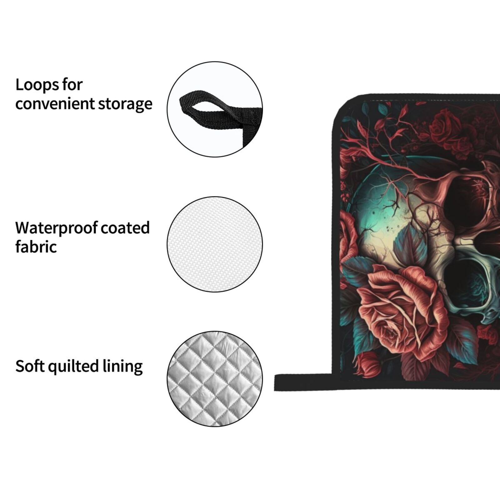 Skull Death Roses Retro 4Pcs Oven Mitts and Pot Holders Sets Oven Kitchen Gloves Hot Pads for Cooking BBQ Baking Grilling