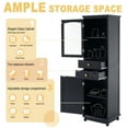 thumbnail image 4 of Tall Bathroom Storage Cabinet with Glass Doors, 2 Drawers & Adjustable Shelves, Freestanding MDF Organizer for Small Spaces, Black, 4 of 8
