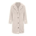 thumbnail image 4 of Hfyihgf Womens Trendy Winter Coat Faux Fur Fuzzy Fleece Sherpa Jacket Casual Lapel Button Down Long Pockets Teddy Warm Outwear(Beige,S), 4 of 6