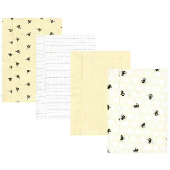 Hudson Baby Cotton Flannel Burp Cloths, Honey Bee, One Size