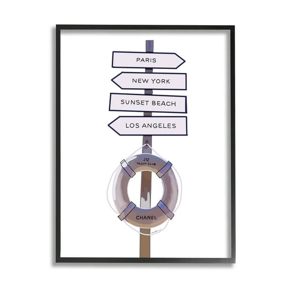 Stupell Industries Fashion Brand Nautical Directions Graphic Art Black Framed Art Print Wall Art, Design by Amelia Noyes