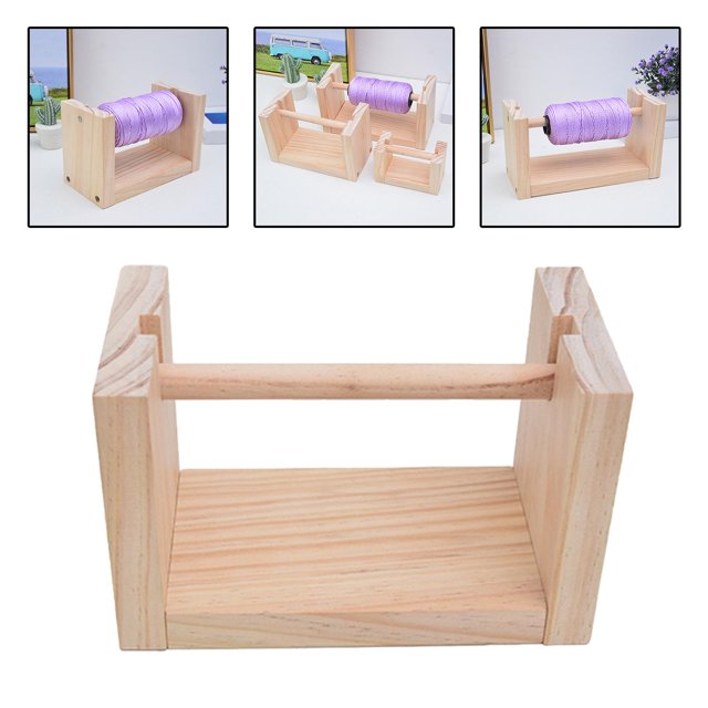 Carrete de Cintas de Hilo Baoblaze Rollo Multifuncional Giratorio Soporte para Toallas de Papel Dispensador de Hilo de Madera