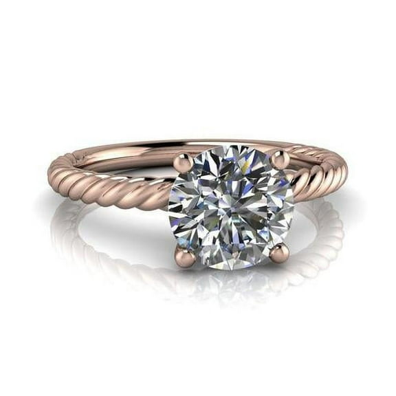 2.00 Ct Brilliant Cut Round Natural Moissanite Diamond Engagement Rings For Her Fine 14K Rose Gold
