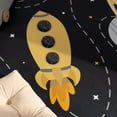 thumbnail image 2 of Kids Rug Non-Slip Play Mat with Planets and Rockets in Grey, 2 of 5