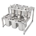 thumbnail image 3 of Condiment Dispenser Station, Stainless Steel Large Expandable Spice Rack With 1.6l And 2.2l Pans 2 Tier Removable Countertop Inclined Holder Commercial Food Dispenser For Sauce, 3 of 8