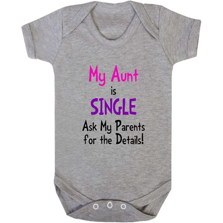 

My Aunt Is Single Ask My Parents For The Details! Cotton Baby Bodysuit One Piece Sports Gray 24 Months