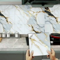 10Pcs Kitchen Backsplash Marbling Tile Stickers 5.9"x5.9" Vinyl Wall Decals Peel and Stick DIY Tiles Self Adhesive Waterproof Wallpaper