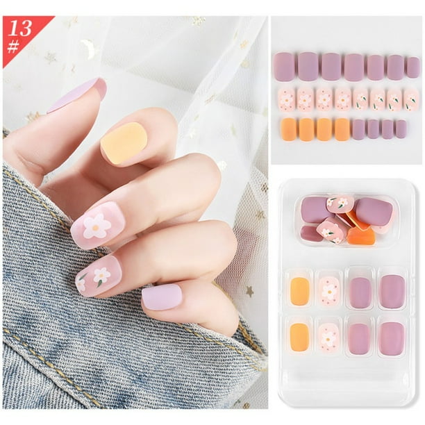 Maynos 24pcs Set Fake Nails European Rainbow Ballerina Full Nail Art Tips Artificial Detachable False Nails Walmart Com Walmart Com