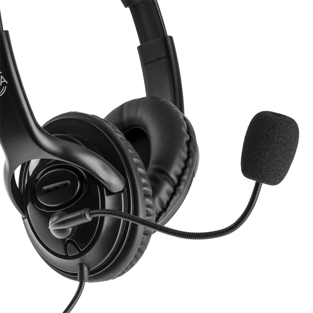 Adorama LX-USB05 USB Wired Headset with Microphone 6- Pack with In-Line Controls Professional Business Headphones VoIP Phone Computer Call Center Office