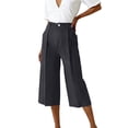 thumbnail image 4 of Capri Pants for Women Pleated Business Casual Work Trousers High Waisted Relaxed Fit Dressy Capris with Pockets, 4 of 7
