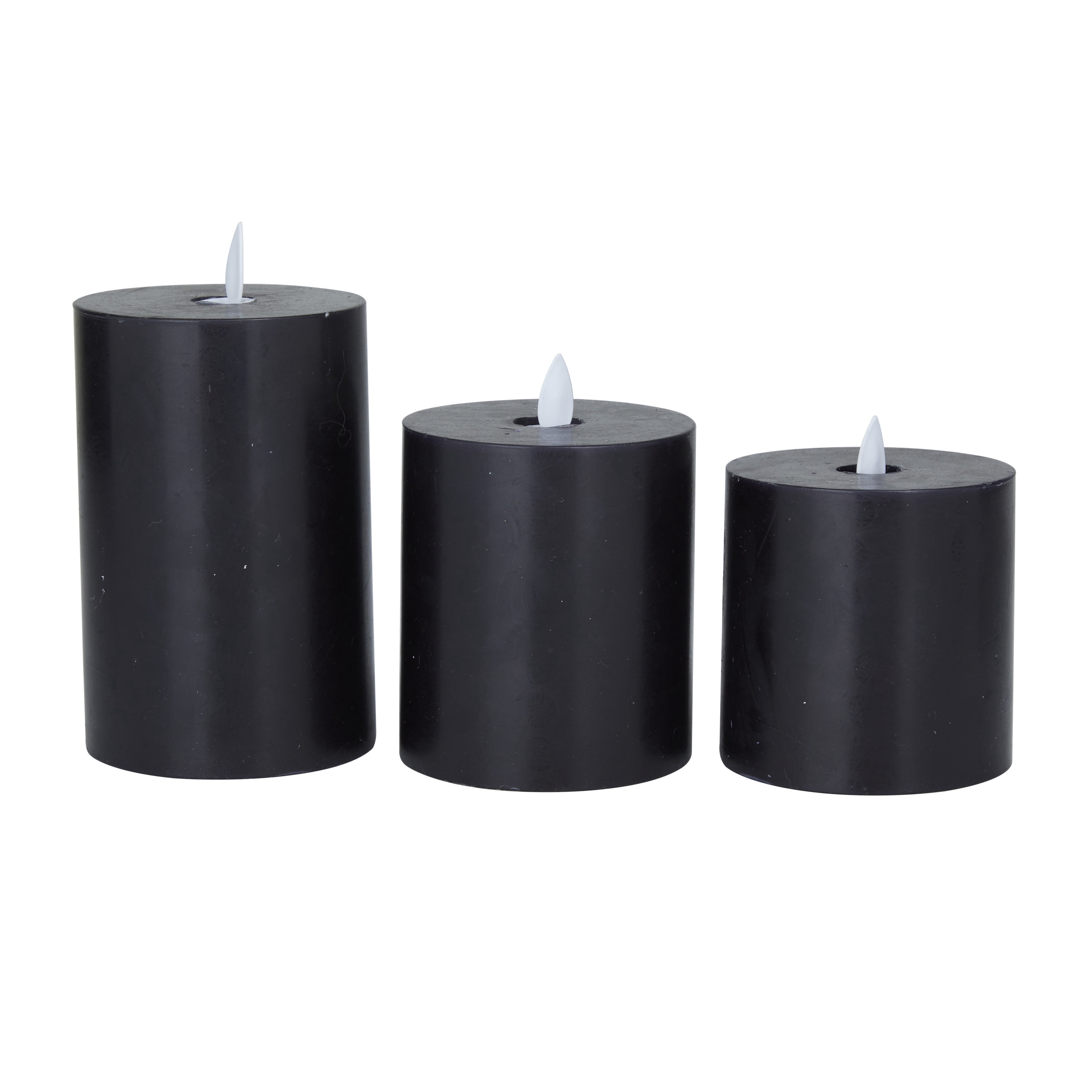 DecMode 4", 5", 3"H Unscented Wax  Flameless Candle with Remote Control (Set of 3)