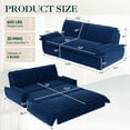 thumbnail image 3 of FFH 73.2" Queen Sleeper Sofa, 3 in 1 Convertible Sofa Bed, Velvet Loveseat with Pull Out Bed, Blue, 3 of 11