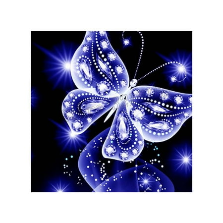 - Rhinestone Embroidery Blue Butterfly Handmade Diamond Painting 5D DIY Crystal Animal Cross Stitch Resin Picture Home Decoration