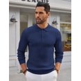thumbnail image 3 of COOFANDY Men's Knit Polo Shirts Long Sleeve Casual Button Down Ribbed Polo Shirt Fashion Golf Shirts, 3 of 5